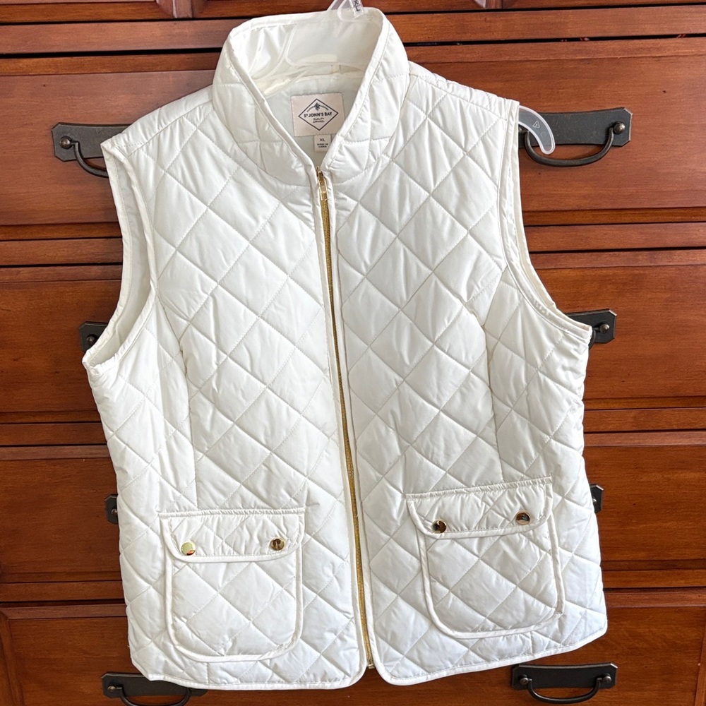 St. John's Bay White Vest with Gold Details - Never been worn